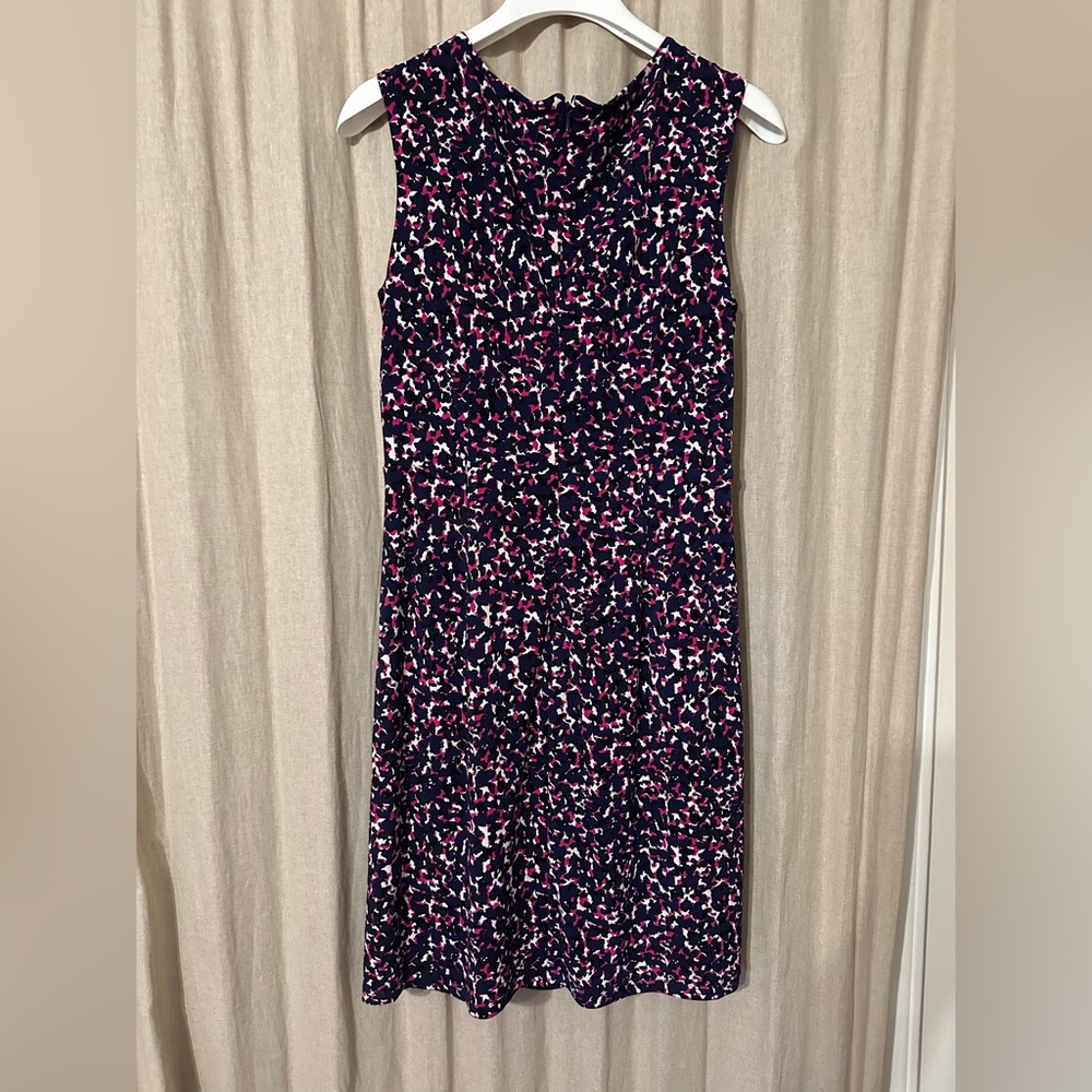 Pink and navy dress with sinched waist